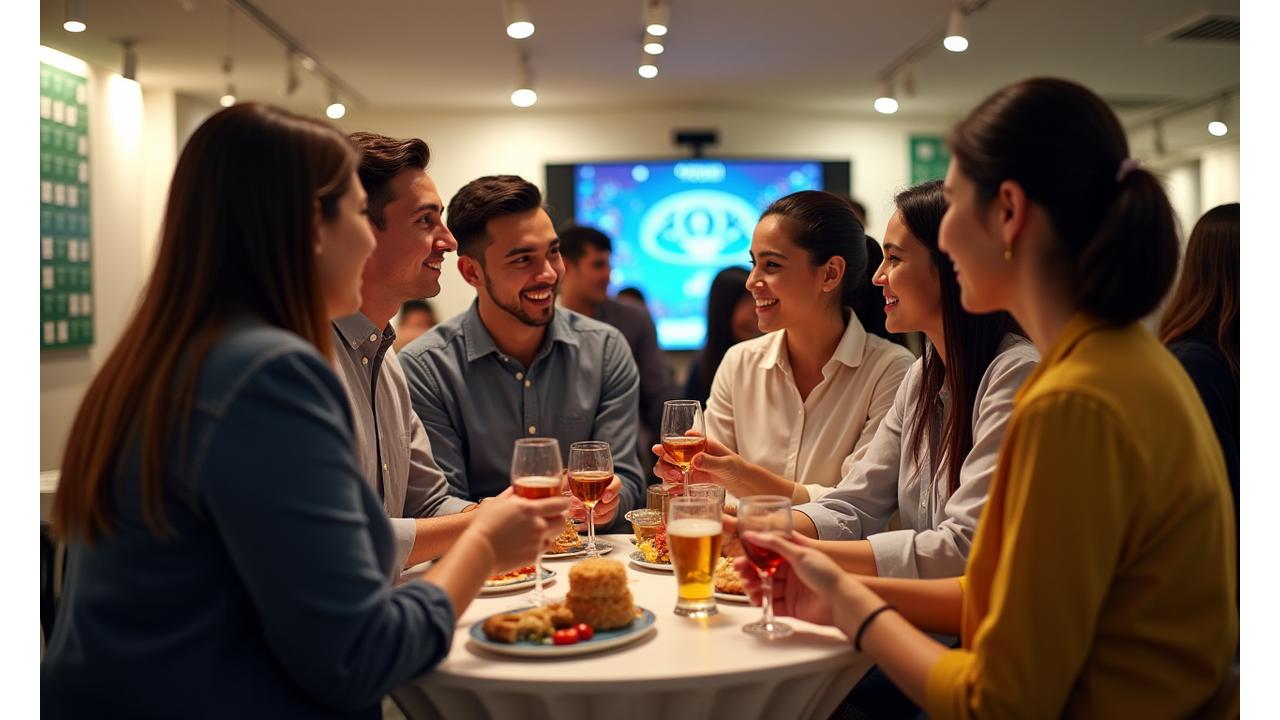 Diverse group of expatriates networking at a financial workshop in Singapore