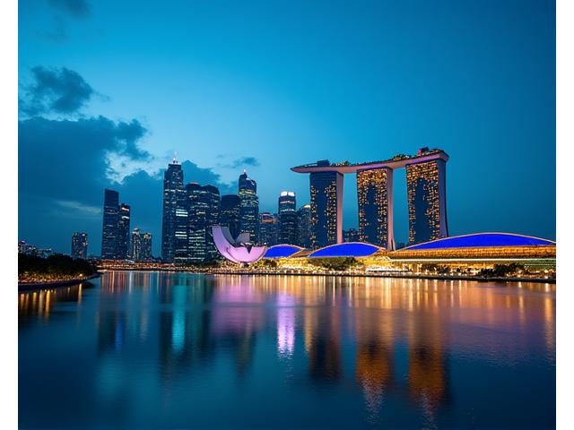 A stylized depiction of Singapore's financial district skyline at dusk, with digital legal code overlays, symbolizing compliance with Singaporean law. Clean and professional.